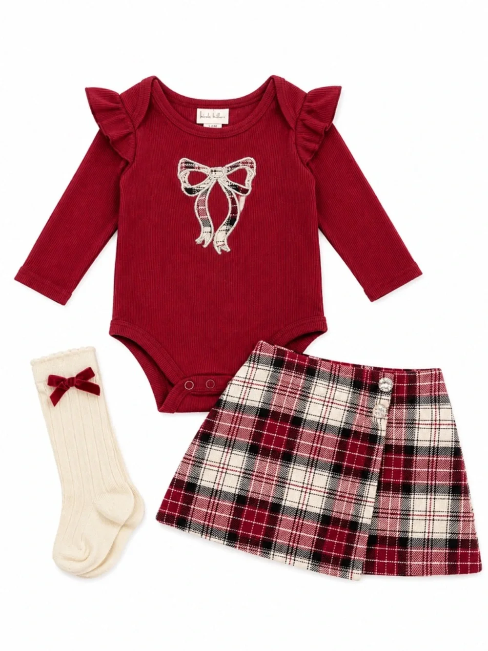 New - Nicole Miller Baby Girls 3-Piece Holiday Outfit Set